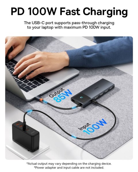 11w1 HUB Adapter USB-C USB-A / PD / HDMI / DP / RJ-45 / SD / TF czarny