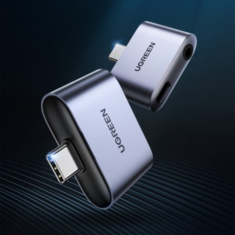 Adapter audio do słuchawek mikrofonu ładowania USB-C miniJack 3.5mm szary