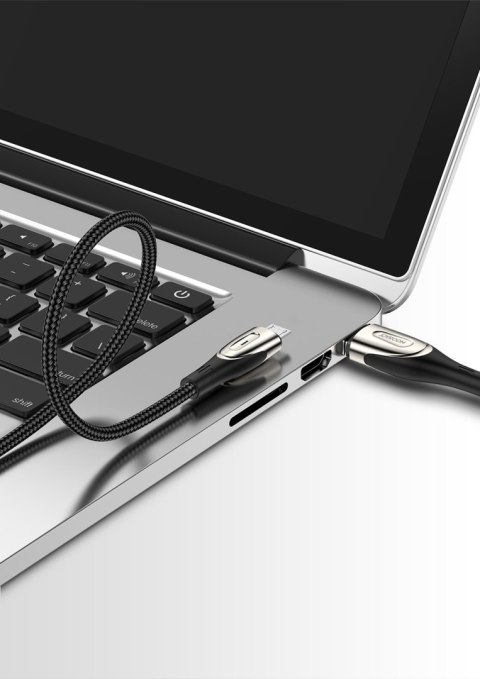 Kabel przewód USB-A - microUSB 3A wskaźnik ładowania 1.2m czarny