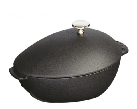 Garnek żeliwny owalny małż Staub - 2 ltr, Czarny