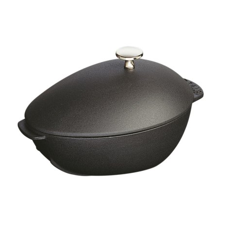 Garnek żeliwny owalny małż Staub - 2 ltr, Czarny