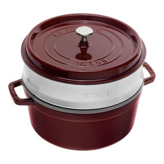 Garnek żeliwny okrągły z wkładem Staub - Grenadynowy, 5.25 ltr