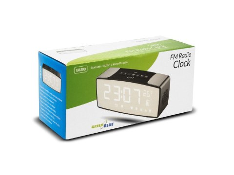 Radiobudzik bluetooth GreenBlue, FM, aux-in, 6W, temperatura, alarm, zegar, akumulator 2200mAh, GB200