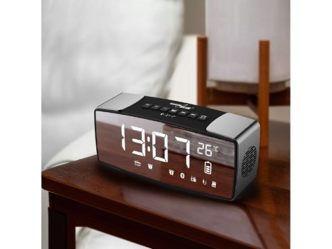 Radiobudzik bluetooth GreenBlue, FM, aux-in, 6W, temperatura, alarm, zegar, akumulator 2200mAh, GB200