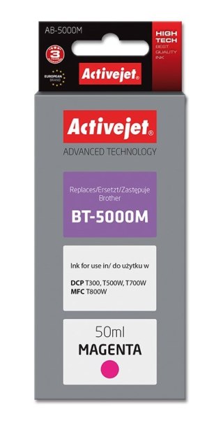 Activejet AB-5000M Tusz Buteleczka z atramentem (zamiennik Brother BT-5000M; Supreme; 50 ml; czerwony)