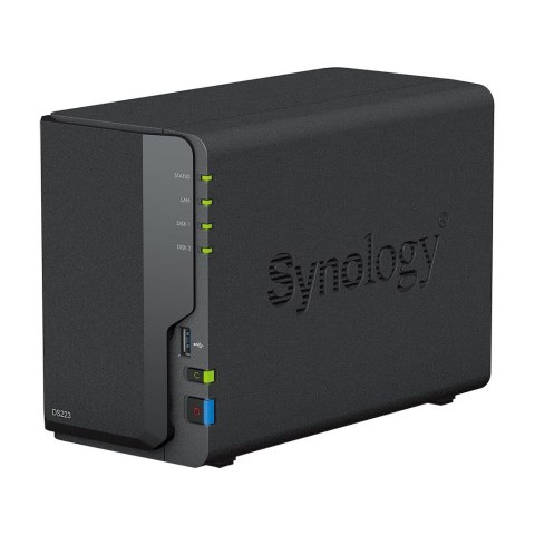 NAS Synology DS223; Tower; 2x (3.5" SATA HDD)/2.5" HDD SSD); Realtek RTD1619B;,2GB DDR4, 1x 1GbE RJ-45