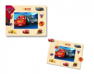 PUZZLE I UKŁADANKA DREWNIANA Z PINEZKAMI 2W1 - CARS 3