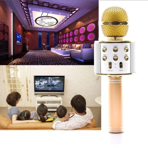 MIKROFON KARAOKE BEZPRZEWODOWY GŁOŚNIK BLUETOOTH ROSE GOLD