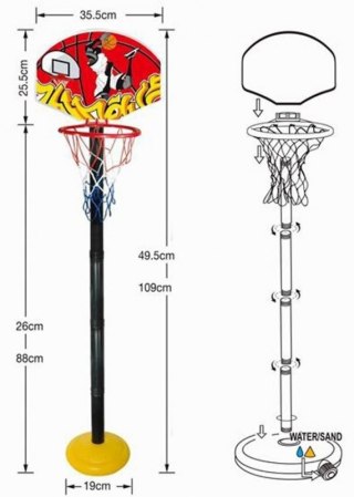 Zestaw Koszykówkai stojak obręcz piłka pompka