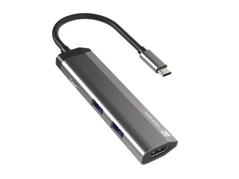 NATEC Stacja dokująca Multi Port Fowler Slim USB-C PD, 2x USB 3.0, HDMI 4K NMP-1984 (Grafitowy /USB-C )