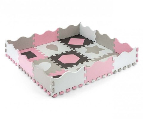 Mata piankowa puzzle Jolly 3x3 Shapes - Pink Grey