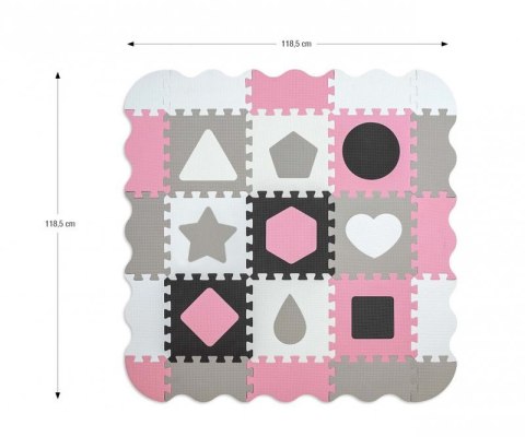 Mata piankowa puzzle Jolly 3x3 Shapes - Pink Grey