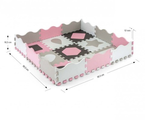 Mata piankowa puzzle Jolly 3x3 Shapes - Pink Grey