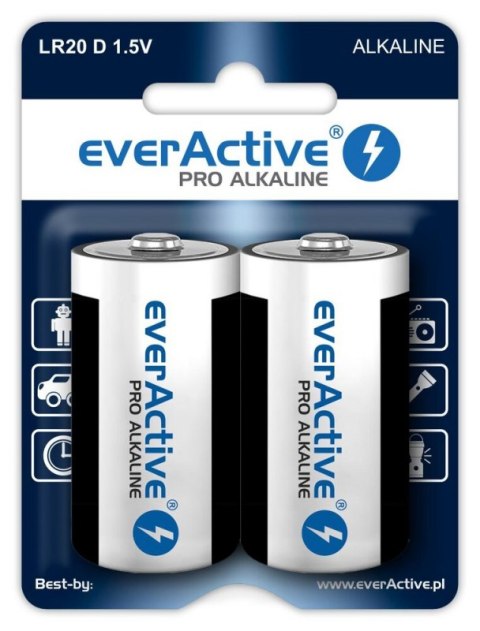 Baterie EVERACTIVE Alkaliczna D 17500mAh 2 szt. EVLR20-PRO