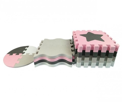 Mata piankowa puzzle Jolly 4x4 Shapes - Pink Grey